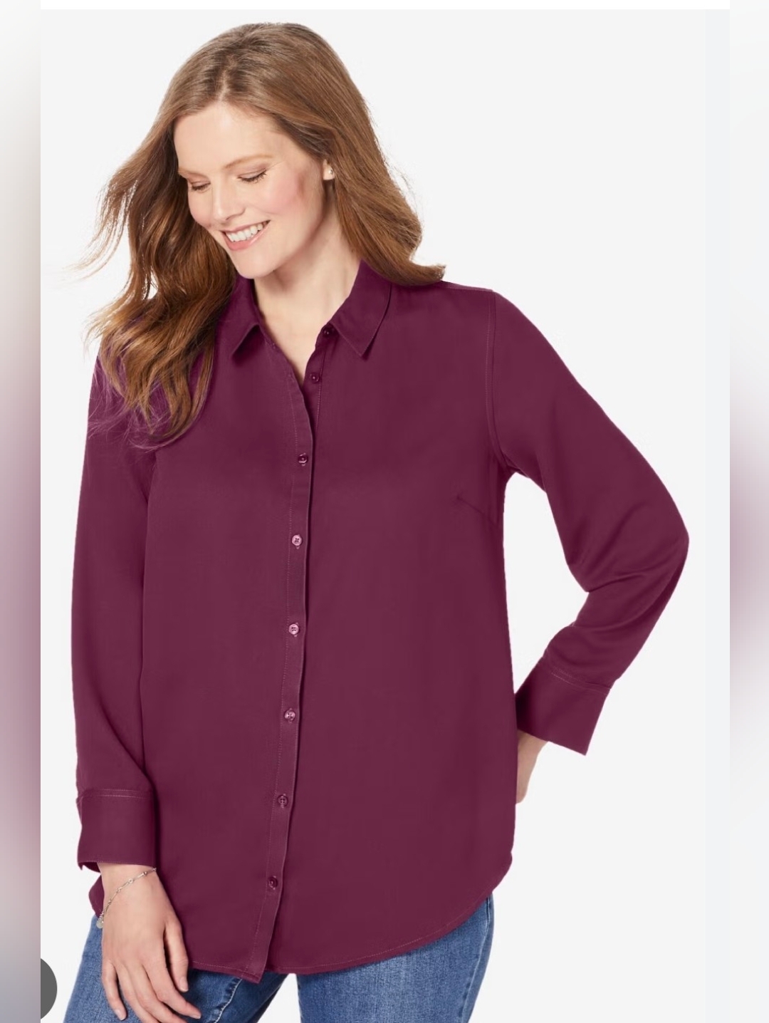 Vintage Orvis Plum Silk Button Down Shirt Sz Medium